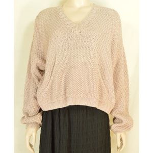 Ann Taylor sweater L beige heavy knit silk hand wa